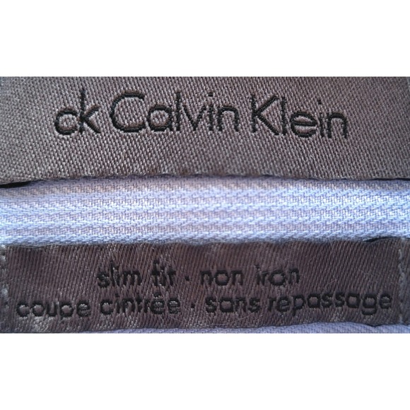 Calvin Klein light blue Dress Shirt ‎ | No Iron | 100% Cotton | Men M | Slim Fit - Picture 8 of 11